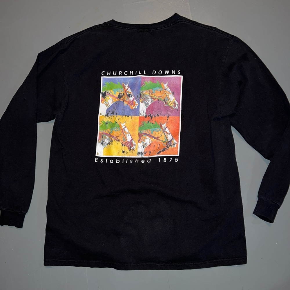 Vintage Churchill Downs black long sleeve t-shirt on delta pro weight